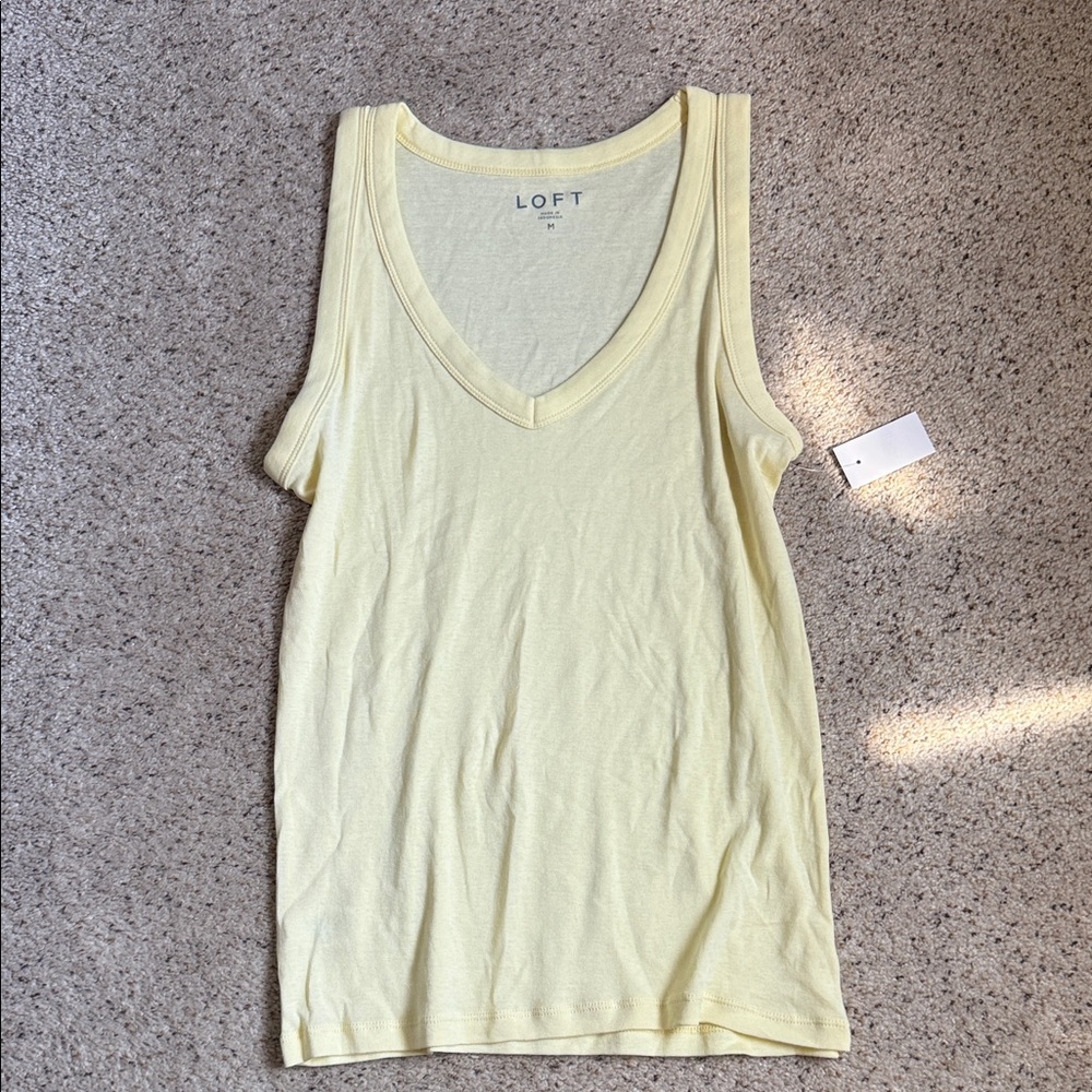 LOFT Pale Yellow V-Neck Tank Top